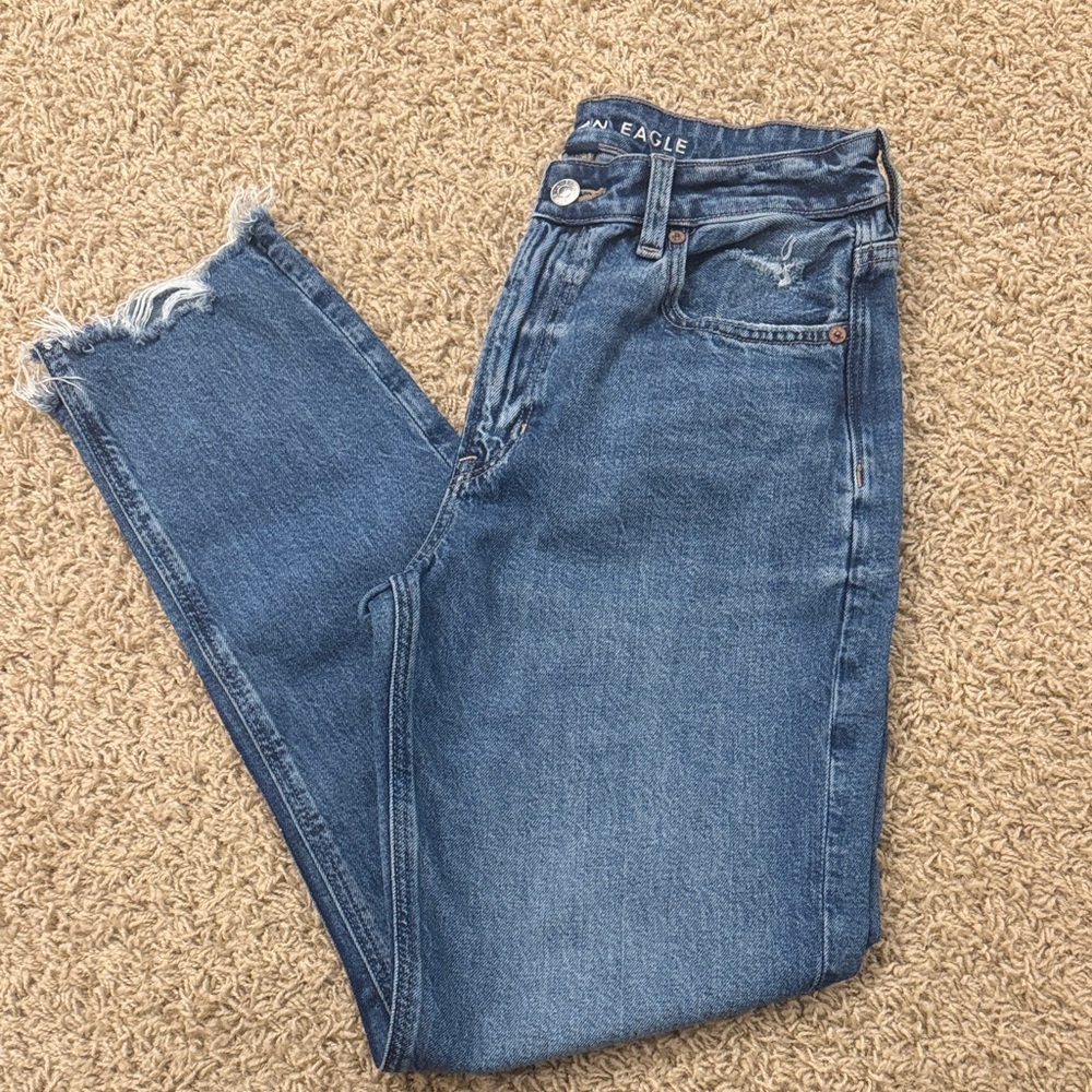 American Eagle Outfitters Distressed Blue Ankle Jeans